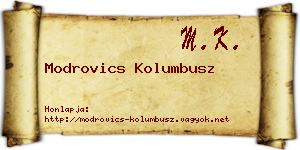 Modrovics Kolumbusz névjegykártya